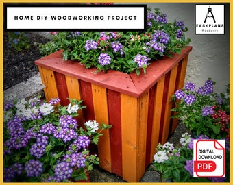 PLANS for Garden Planter Raised Flower Bed 3 Sizes Simple Contemporary Design Low Cost DIY Woodworking Project for the Garden