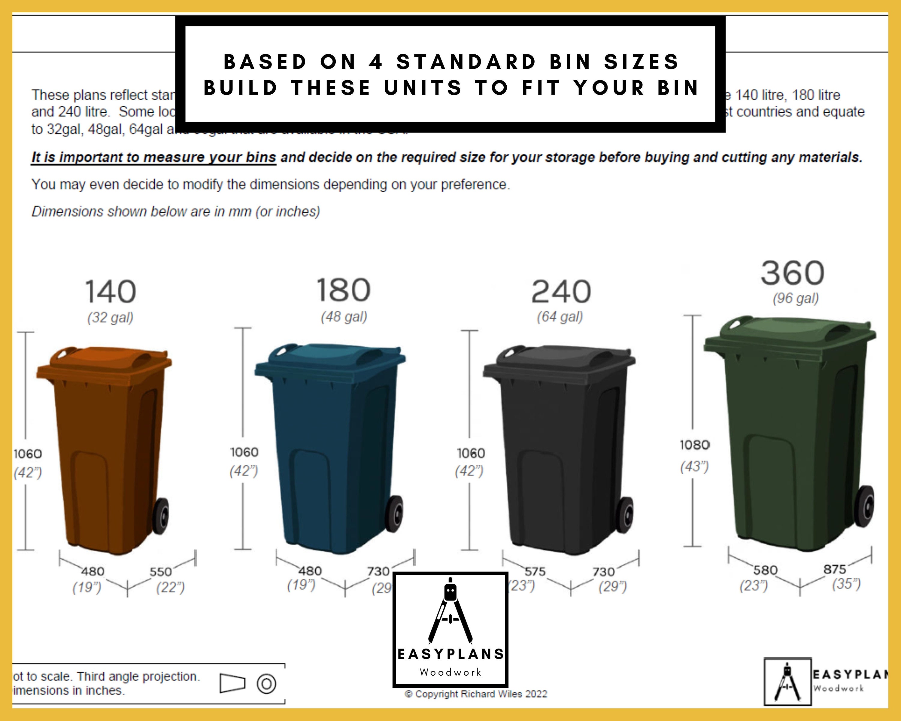 Wheelie Bin Storage Plans Two or Three Bay System DIY Etsy Canada