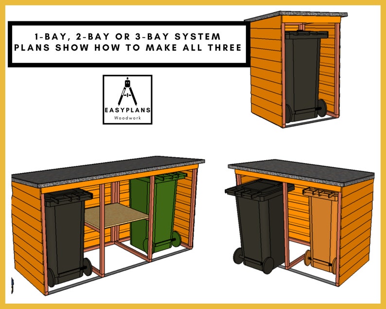 Simple Low Budget Wheelie Bin Storage Plans One Two or Three Etsy