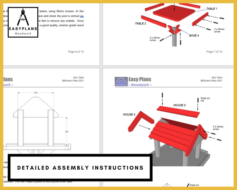 PLANS for Bird Table Bird Feeder, Simple DIY Woodworking Project for the Garden. image 5