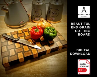 PLANS for End Grain Basket Weave Cutting Chopping Board Woodworking Project for the Home