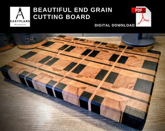 PLANS for End Grain Plaid Cutting Chopping Board Woodworking Project for the Home