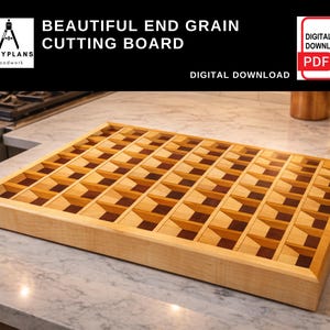 PLÄNE für 3D Design Stirnholz Schneidebrett Holzbearbeitungsprojekt für zu Hause