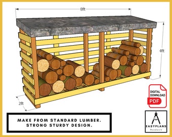 PLANS for Wood Store 8ft x 4ft x 2ft using Standard Lumber Easy DIY Woodwork Project for the Garden