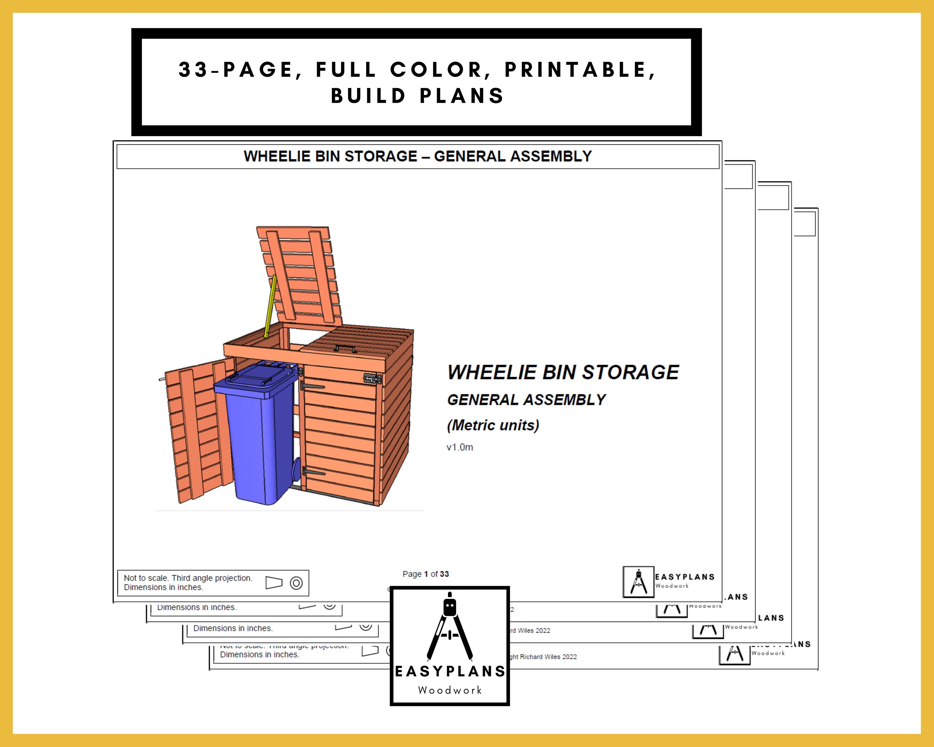 Wheelie Bin Storage Plans Two or Three Bay System DIY Etsy Canada