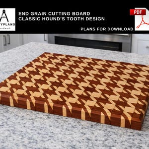 PLÄNE für Hound's Tooth Endkorn Schneidebrett Holzbearbeitung Projekt für zu Hause