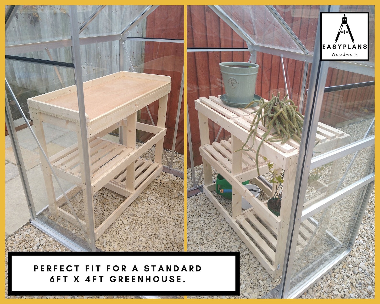 Greenhouse Staging Plans with Removable Shelves and Potting Etsy UK