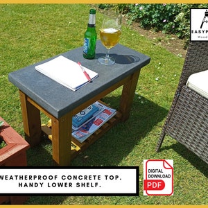 DIY Patio Side Table Plans: Weatherproof Concrete Top (PDF Download)