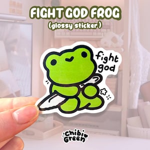 Fight God Frog Sticker/Meme Frosch/Frosch Aufkleber/Froggy Aufkleber/Süße Kawaii Mem Kröte/Digitale Kunst/Illustration/ Emoji Sticker