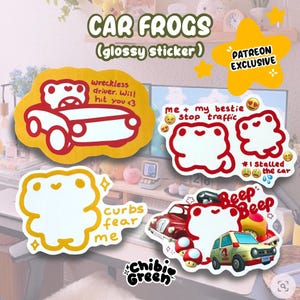 Stickers mèmes voiture | Lot d'autocollants | Stickers grenouilles chaotiques | Stickers grenouilles | Stickers grenouille | Stickers Grenouille