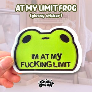 Sticker grenouille Je suis à ma limite/Mème grenouille/autocollant grenouille mignonne/autocollant grenouille/Mignon crapaud meme Kawaii/art numérique/illustration/autocollant Meme