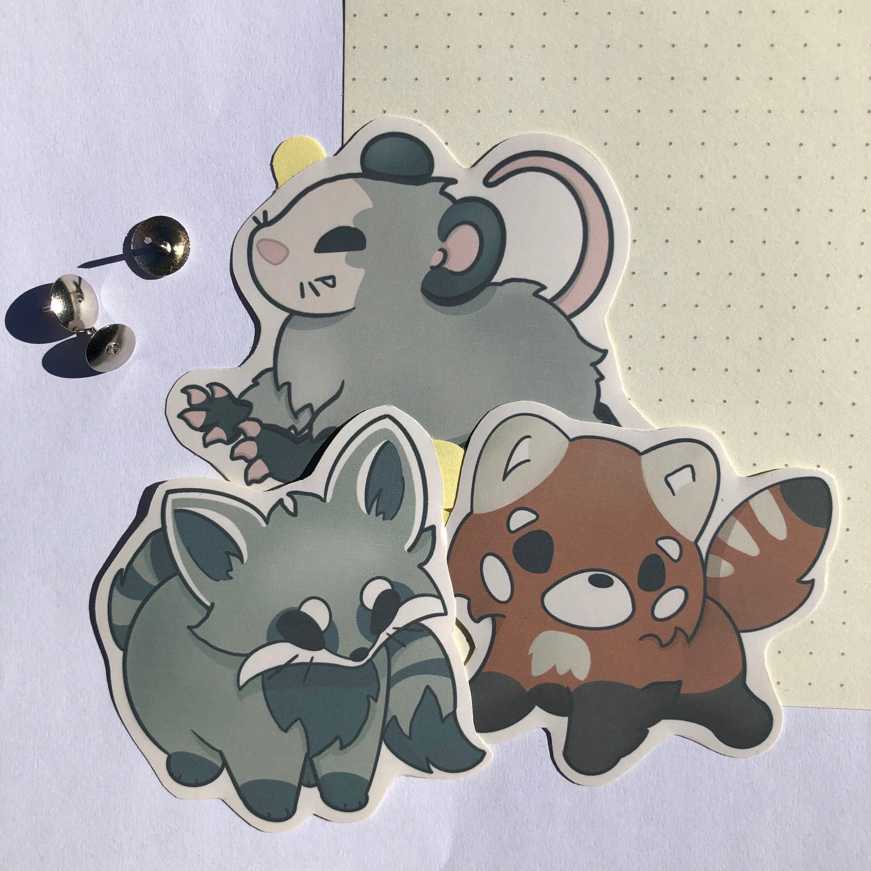 Raccoon stickers possum stickers red panda stickers rodent Etsy