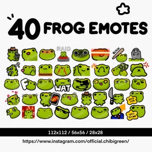 Frog Twitch Emotes | Frog Discord Emotes | Kawaii frog emotes | Cute Frog Emotes | Twitch Meme Emotes