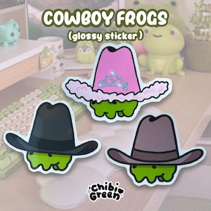 Cowboy Frosch Aufkleber | Niedliche Frosch Aufkleber | Frosch Aufkleber | Frosch Kunstdrucke | Cowboy Aufkleber | Meme Frosch Aufkleber | Hüttenkern Frosch