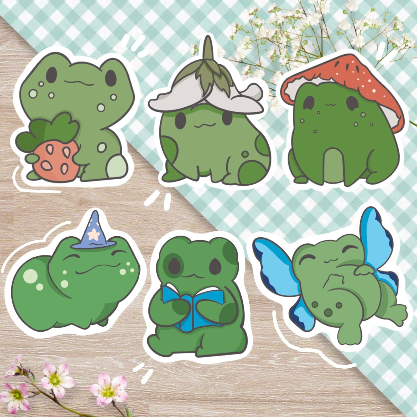 Strawberry mushroom flower frog/cute frog sticker/froggy Etsy