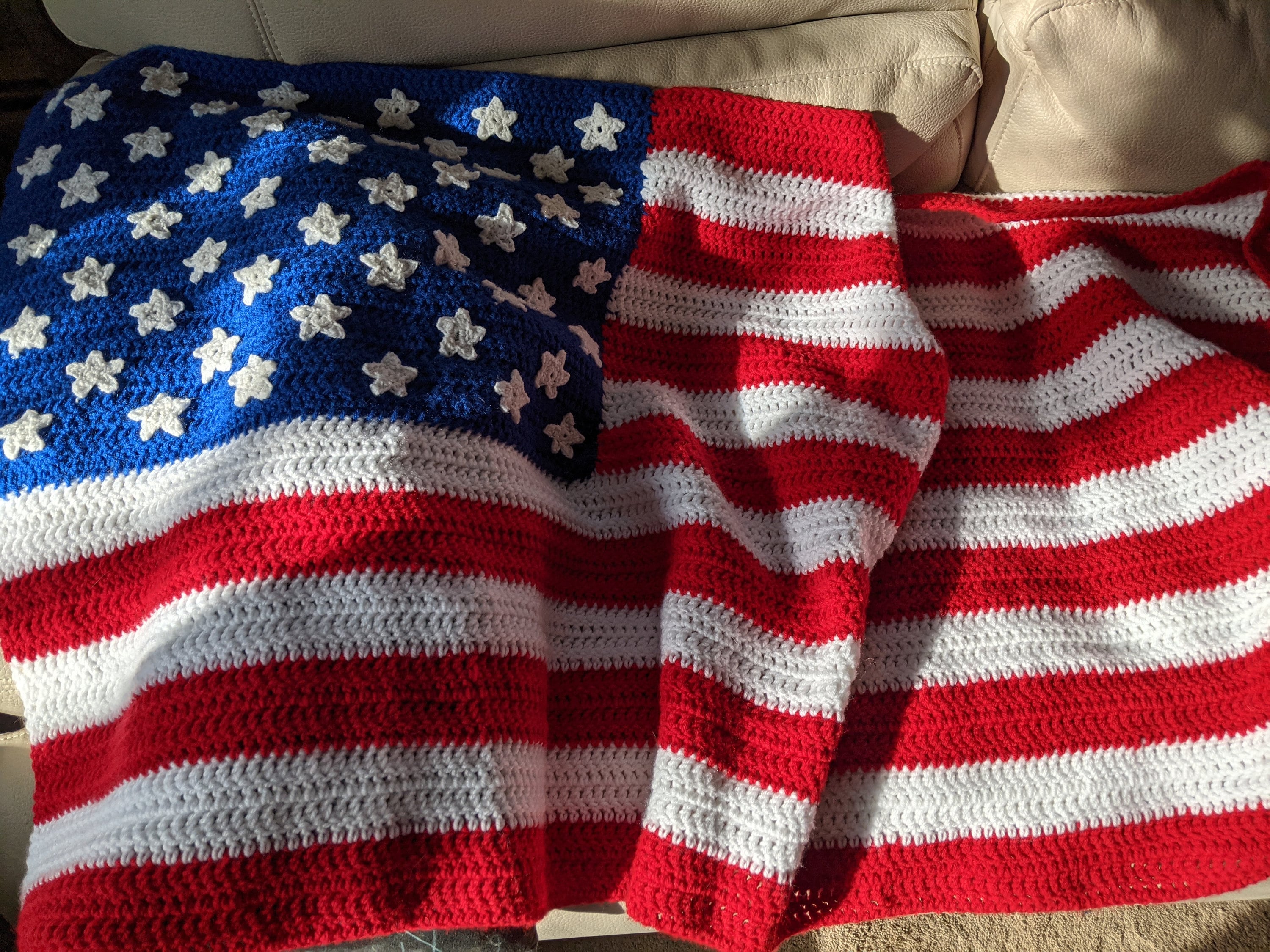 American Flag Crocheted Throw Afghan Blanket Etsy De