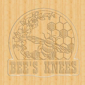 Letrero de jardín "Bee's Knees" SVG DXF - Diseño CNC de dólar, archivo cortado con láser para decoración del hogar y jardín, descarga instantánea