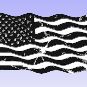Distressed American Flag CNC Vectric File 2D Wavy Patriotic Woodworking Design Cut Pattern