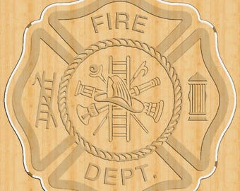 Fireman Maltese Cross CNC Design File | Shapeoko C2D, Vetric Carbide Create | SVG DxF Cutting Files for DIY Projects