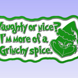 Grinchy Gewürzschild | Vektordatei - Entfessle deinen inneren Grinch! Perfekt für Urlaub Fun & Whimsy SvG DxF