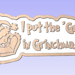 Grinch à bois CNC | Fichier pour l'artisanat du bois | Découpe de décoration de Noël Motifs SVG et DxF