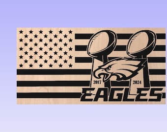Shapeoko CNC Project -  Eagles Flag  16 x 30.5 can be adjusted to any size Super Bowl Champs C2D and SVG file included and Vectric Files