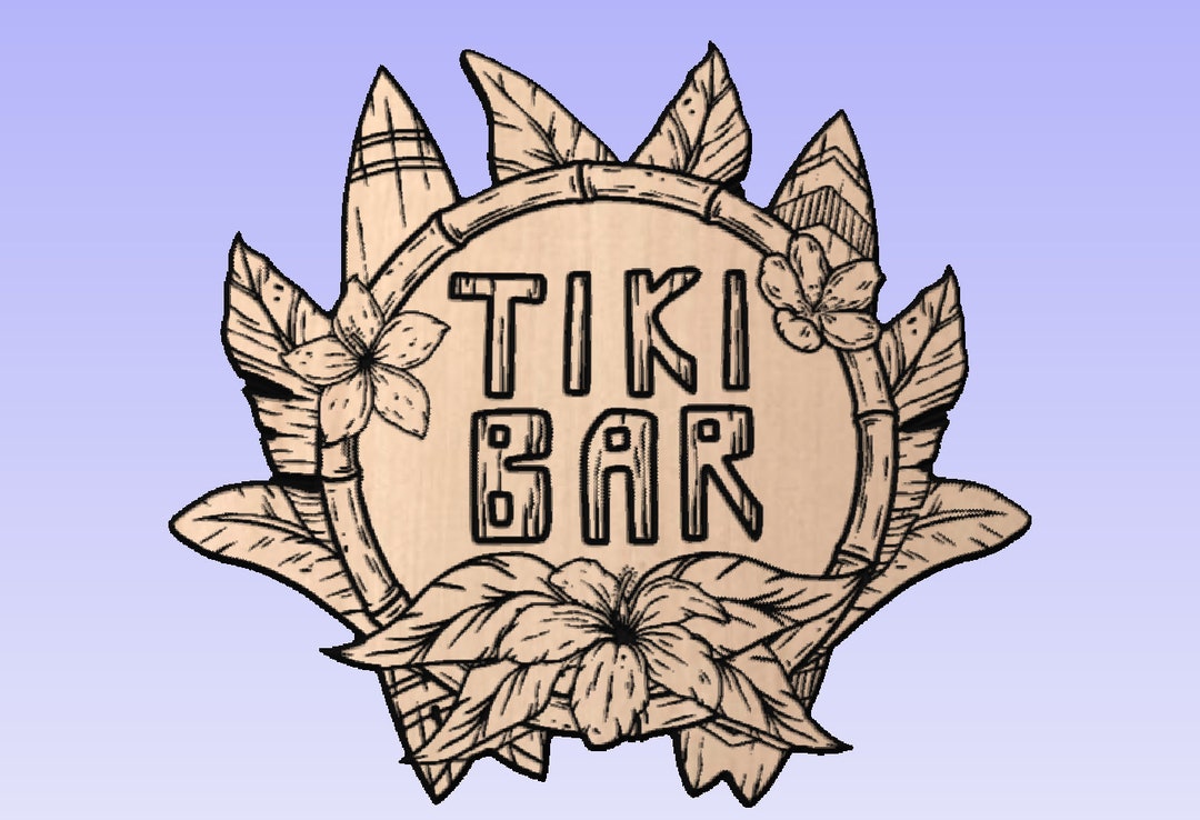 Tiki Style Bar Sign Round Template for Vectric Customizable DIY Wall ...
