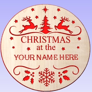 Arte mural navideño - Letrero con nombre personalizado - Archivos SVG, DxF, CrV, C2D para tallado CNC - Perfecto para decoración navideña