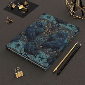 Blue Raven, Hardcover Journal Matte, Schwarzer Vogel, Vintage Design, schönes Journal