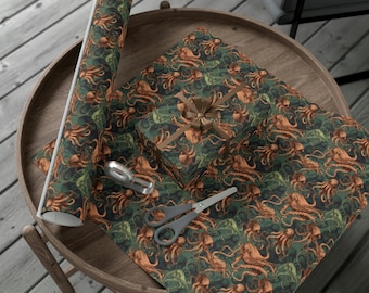 Oktopus Geschenkpapier, Vintage Papier, Matt und Satin Optionen