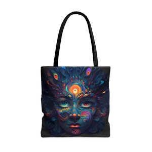 トートバッグ、サイケデリック、LSD、DMT、ケタミン、女性、花柄、美しい、トリップ、終わりのない旅