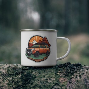 Enamel Camping Mug, 4runner, TRD, Toyota, overloading, 4x4, off road, camping life, camping, tent, trails,