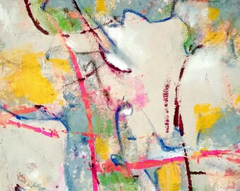 Colorful Abstract Acrylic Painting, Square Wall Art (Digital Download)