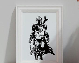 Mando Inspired Digital Download | PNG of Mando | Star Wars Inspired | Outline | This is the Way | Gifts for Him | Minimal Art
