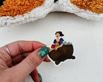 Snow White on Mine Train Mini Sticker | Transparent | Snow White | Unique Sticker | Transparent Vinyl