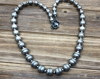 Navajo Perle Sterling Silber gesäumt Sonnenaufgang gestempelt abgestufte Halskette