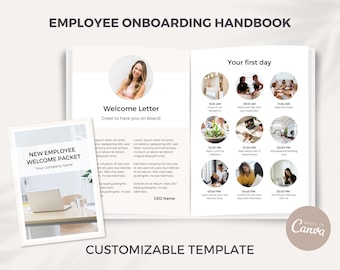 Employee Onboarding Handbook, New Employee Welcome Package Template, Small Business Resources, Employee Onboarding Welcome Packet, Canva