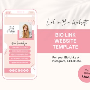 Bio Link Template, Instagram Link in Bio Website Template, TikTok Bio Link, Bio Link Landingpage, Editable in Canva, Linktree Alternative