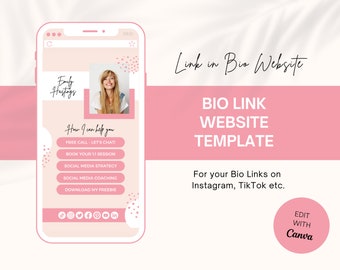 Bio Link Template, Instagram Link in Bio Website Template, TikTok Bio Link, Bio Link Landing Page, Editable in Canva, Linktree Alternative