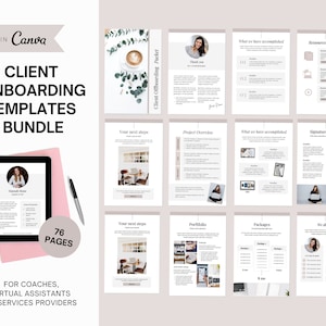 Client Onboarding Template Canva Bundle | Client Welcome Packet - Services and Pricing Guide - Client Offboarding Template | 76 Pages Canva