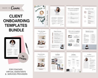Client Onboarding Template Canva Bundle | Client Welcome Packet - Services and Pricing Guide - Client Offboarding Template | 76 Pages Canva