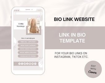 Instagram Bio Link Template, Editable in Canva, Link in Bio Template for TikTok, Link in Bio Instagram Template, Bio Link Website Template