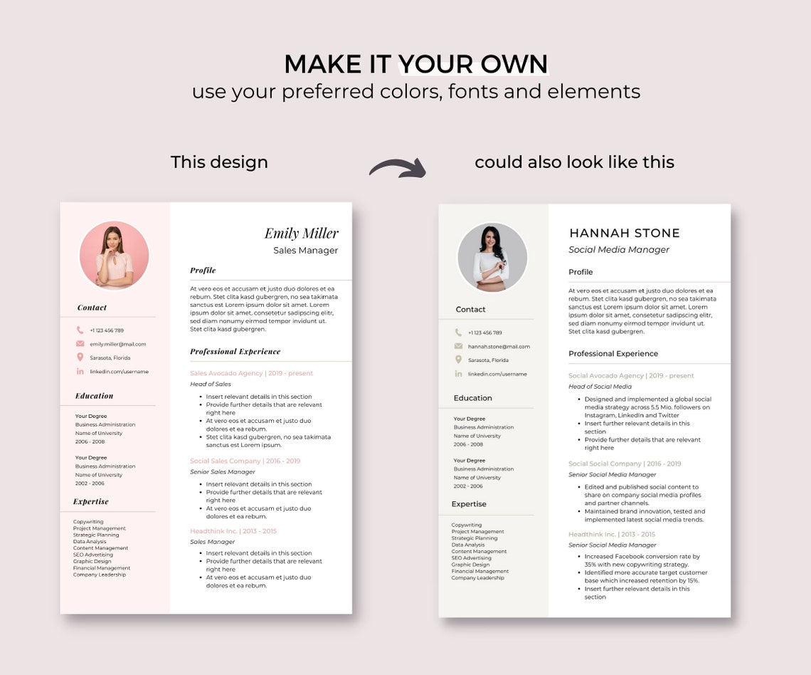 Creative Resume Template With Photo | Modern Resume Template | Cover ...