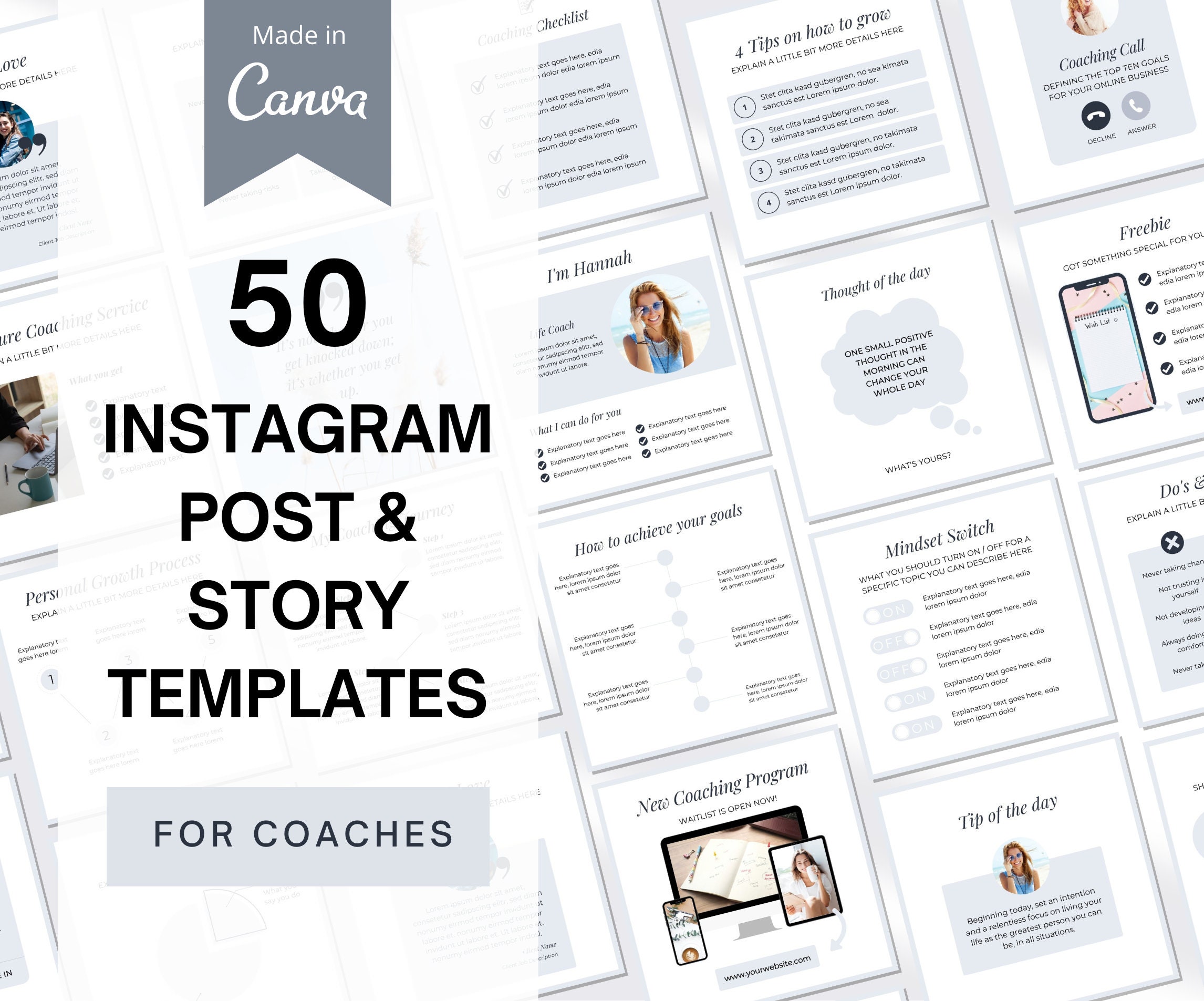 Coach Introduction Post 50 Instagram Post Templates for Coaches | Instagram Story Templates for ...