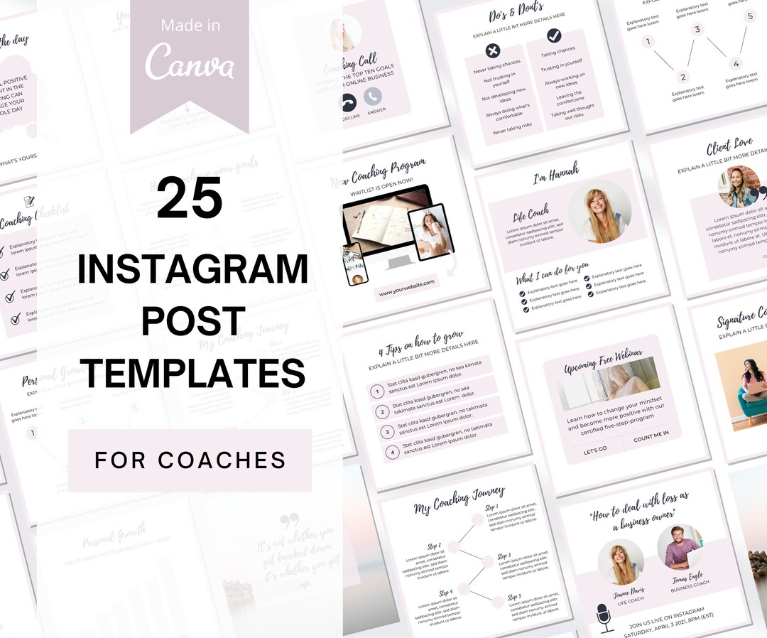25 Instagram Post Templates for Coaches | Canva Coaching Templates ...