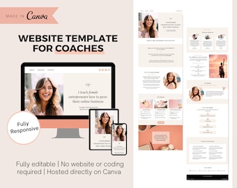 Website Template Coach | Canva Website Template for Coaching Business | Life Coach, Business Coach Website | Landing Page | One Pager Canva