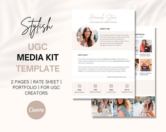 UGC Portfolio, UGC Media Kit Template, User generated content creator Media Kit, UGC Portfolio Canva Template, Microinfluencer, 2 Pages