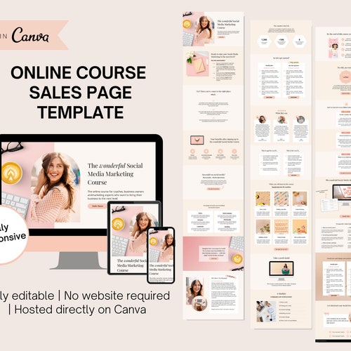  Sales Page Template Canva Online Course Launch Template Etsy