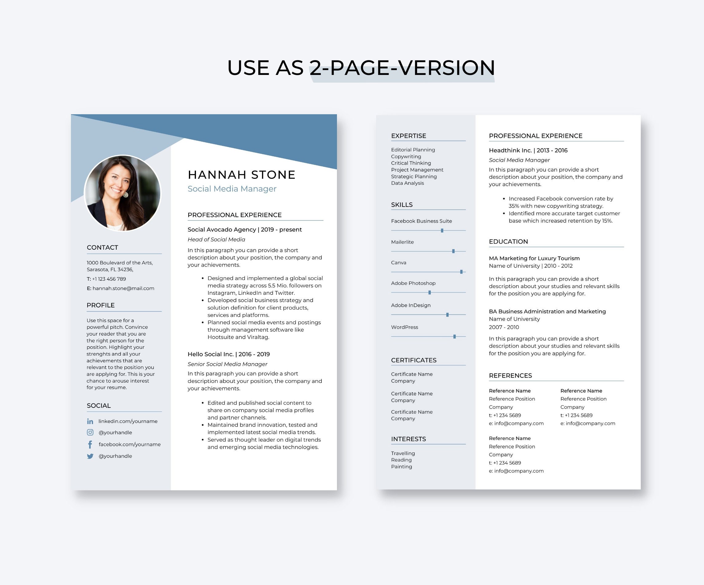 Modern Resume Template for Canva | CV and Cover Letter | Professional ...