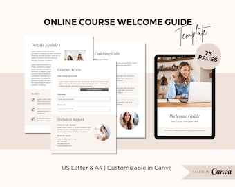 Course Onboarding Guide Canva Template, Online Course Welcome Guide, Student Welcome Packet, Online Course Canva Templates, Course Creator
